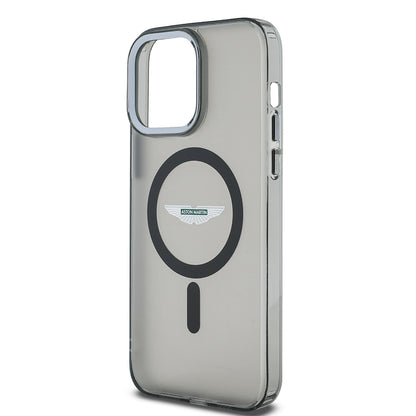 iPhone 14 Pro Max Kılıf Aston Martin Orjinal Lisanslı M-safe Şarj Özellikli IML Baskı Logolu Metal Düğmeli Kapak