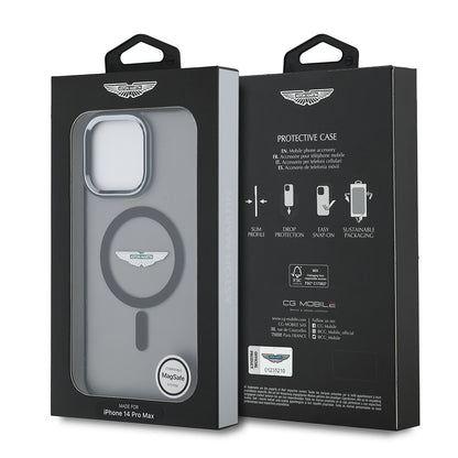 iPhone 14 Pro Max Kılıf Aston Martin Orjinal Lisanslı M-safe Şarj Özellikli IML Baskı Logolu Metal Düğmeli Kapak