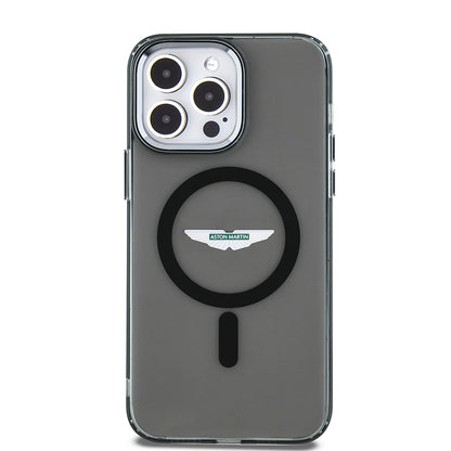 iPhone 14 Pro Max Kılıf Aston Martin Orjinal Lisanslı M-safe Şarj Özellikli IML Baskı Logolu Metal Düğmeli Kapak