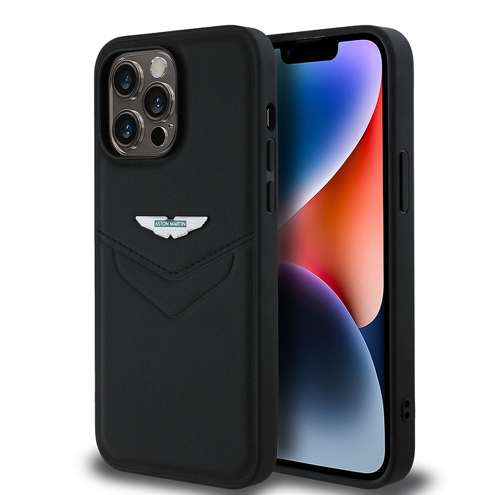 iPhone 14 Pro Max Kılıf Aston Martin Orjinal Lisanslı Victory Dizayn PU Deri Metal Logolu Kapak