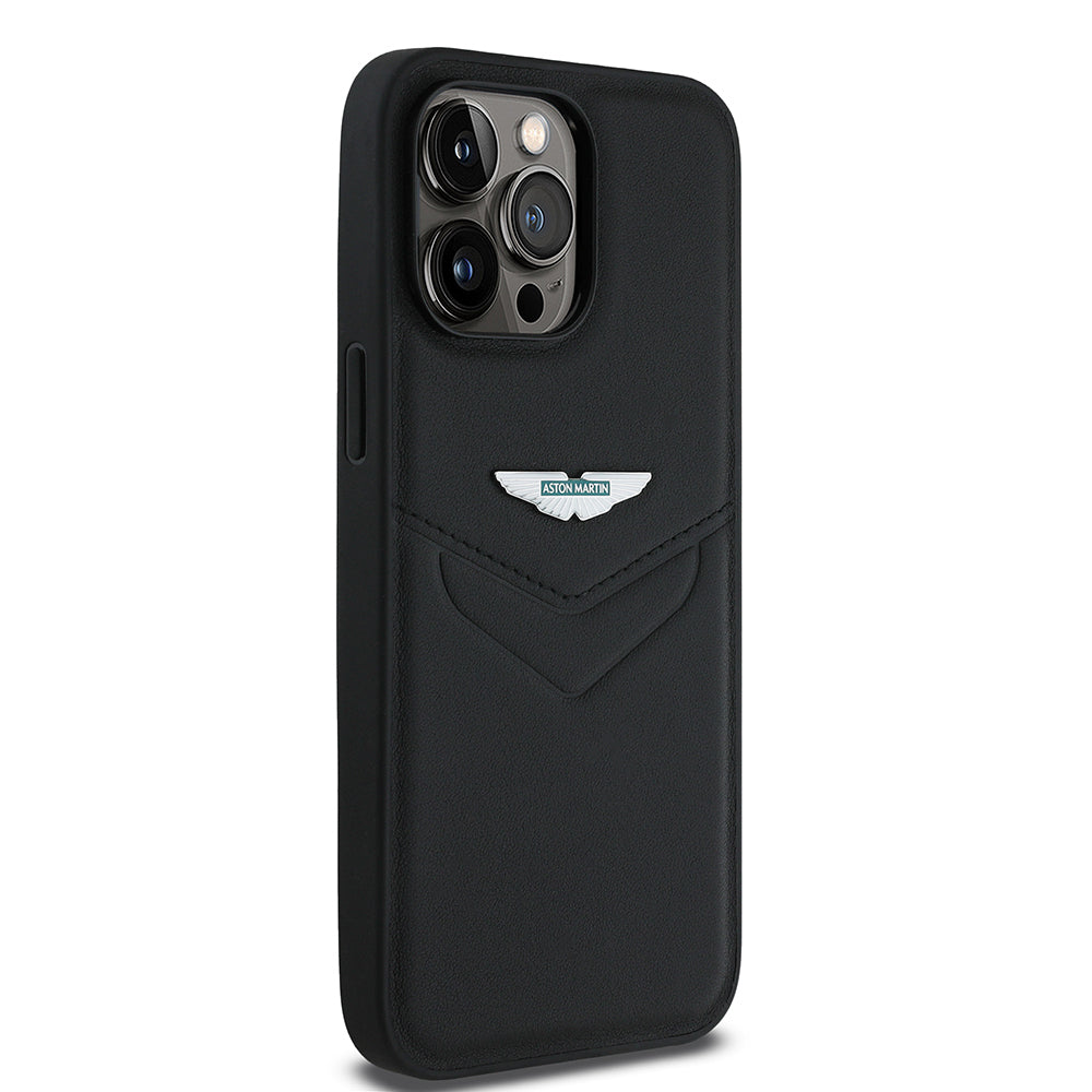 iPhone 14 Pro Max Kılıf Aston Martin Orjinal Lisanslı Victory Dizayn PU Deri Metal Logolu Kapak
