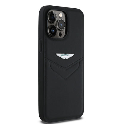 iPhone 14 Pro Max Kılıf Aston Martin Orjinal Lisanslı Victory Dizayn PU Deri Metal Logolu Kapak