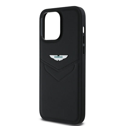 iPhone 14 Pro Max Kılıf Aston Martin Orjinal Lisanslı Victory Dizayn PU Deri Metal Logolu Kapak