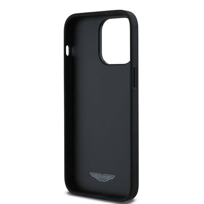 iPhone 14 Pro Max Kılıf Aston Martin Orjinal Lisanslı Victory Dizayn PU Deri Metal Logolu Kapak