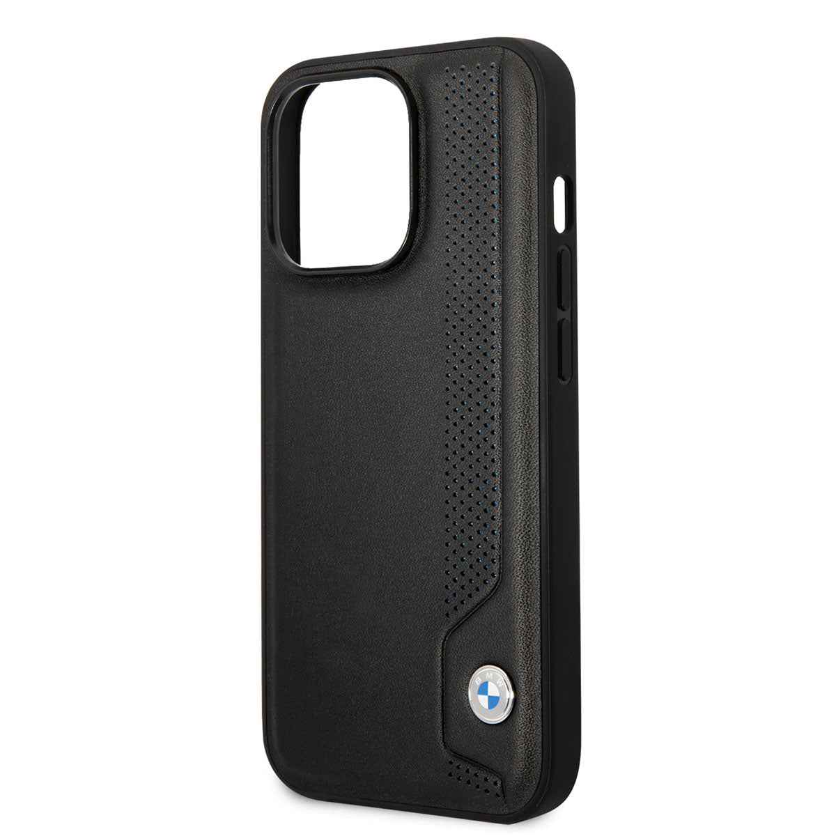 iPhone 14 Pro Max Kılıf BMW Deri Mavi Noktalı Dizayn Kapak