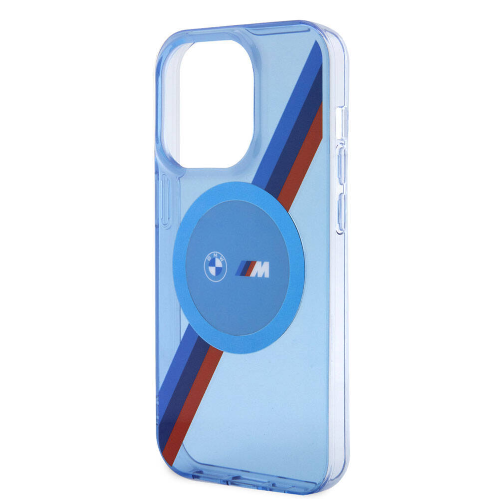 iPhone 14 Pro Max Kılıf BMW M-safe Şarj Özellikli Transparan Tricolor Stripes Orjinal Lisanslı Kapak