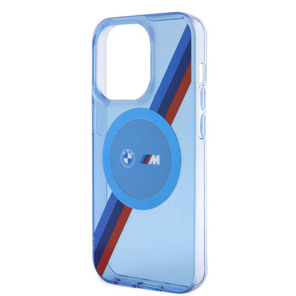 iPhone 14 Pro Max Kılıf BMW M-safe Şarj Özellikli Transparan Tricolor Stripes Orjinal Lisanslı Kapak