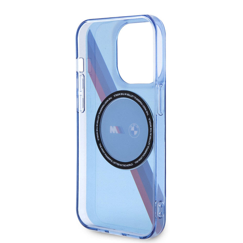 iPhone 14 Pro Max Kılıf BMW M-safe Şarj Özellikli Transparan Tricolor Stripes Orjinal Lisanslı Kapak