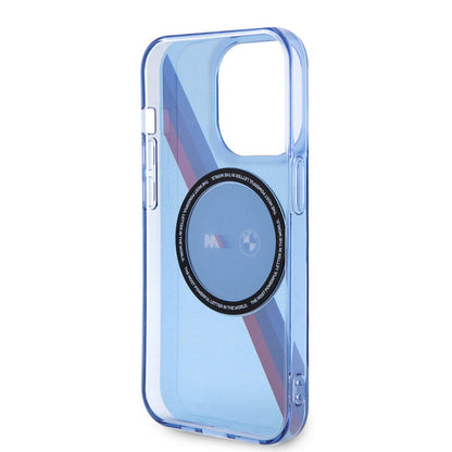 iPhone 14 Pro Max Kılıf BMW M-safe Şarj Özellikli Transparan Tricolor Stripes Orjinal Lisanslı Kapak