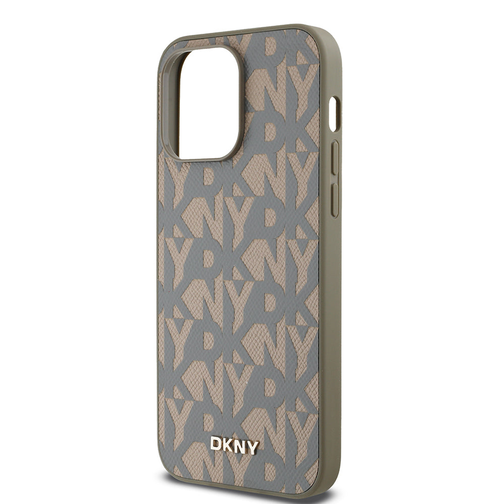 iPhone 14 Pro Max Kılıf DKNY Orjinal Lisanslı M-safe Şarj Özellikli 3D Yazılı Grid Pattern Kapak