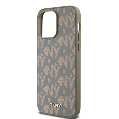 iPhone 14 Pro Max Kılıf DKNY Orjinal Lisanslı M-safe Şarj Özellikli 3D Yazılı Grid Pattern Kapak
