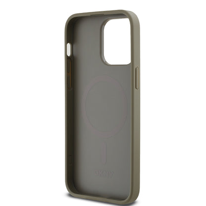 iPhone 14 Pro Max Kılıf DKNY Orjinal Lisanslı M-safe Şarj Özellikli 3D Yazılı Grid Pattern Kapak