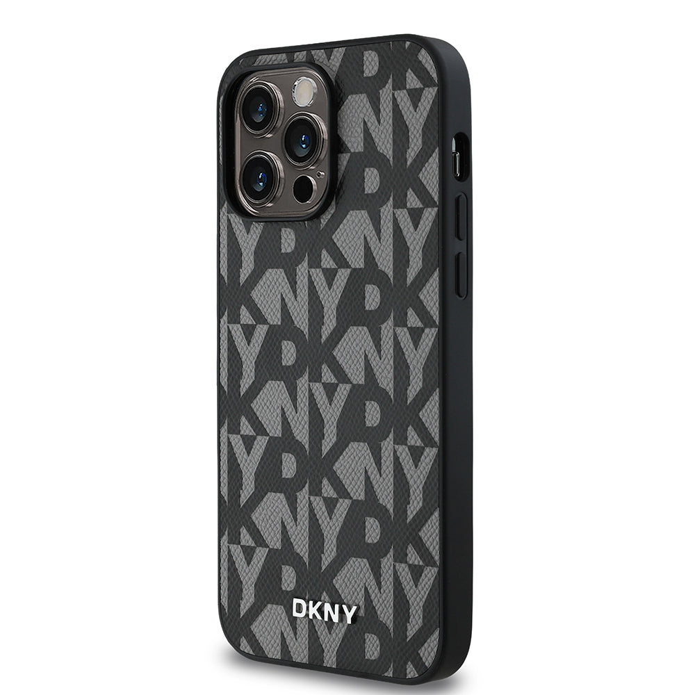 iPhone 14 Pro Max Kılıf DKNY Orjinal Lisanslı M-safe Şarj Özellikli 3D Yazılı Grid Pattern Kapak