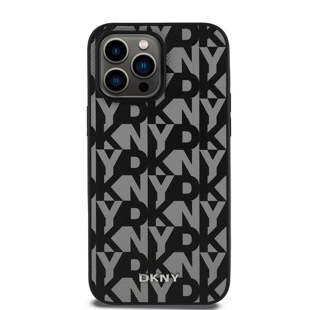 iPhone 14 Pro Max Kılıf DKNY Orjinal Lisanslı M-safe Şarj Özellikli 3D Yazılı Grid Pattern Kapak