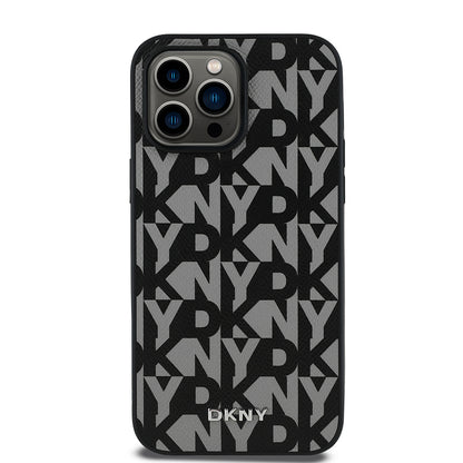 iPhone 14 Pro Max Kılıf DKNY Orjinal Lisanslı M-safe Şarj Özellikli 3D Yazılı Grid Pattern Kapak