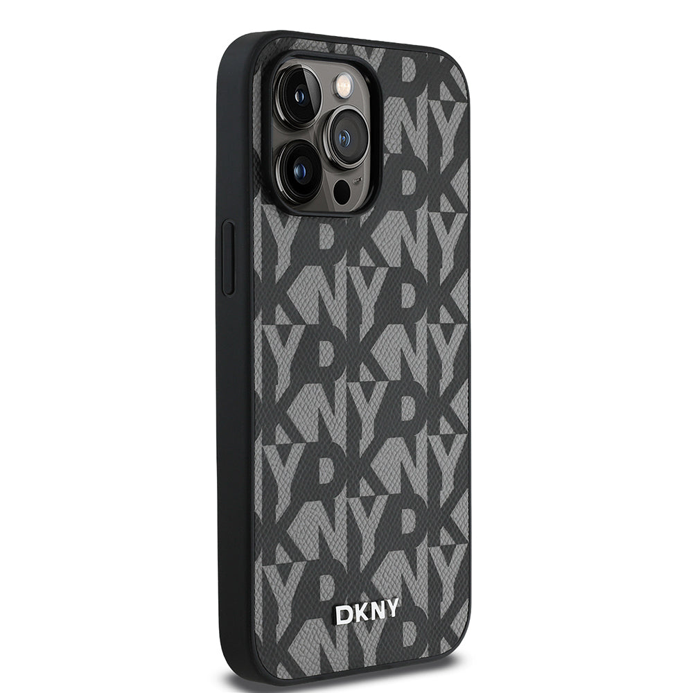 iPhone 14 Pro Max Kılıf DKNY Orjinal Lisanslı M-safe Şarj Özellikli 3D Yazılı Grid Pattern Kapak