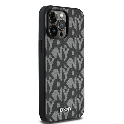 iPhone 14 Pro Max Kılıf DKNY Orjinal Lisanslı M-safe Şarj Özellikli 3D Yazılı Grid Pattern Kapak