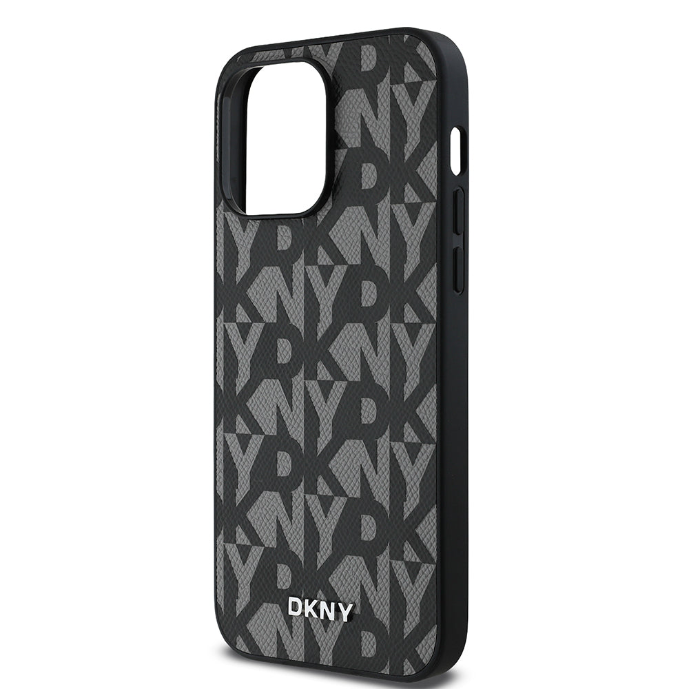 iPhone 14 Pro Max Kılıf DKNY Orjinal Lisanslı M-safe Şarj Özellikli 3D Yazılı Grid Pattern Kapak