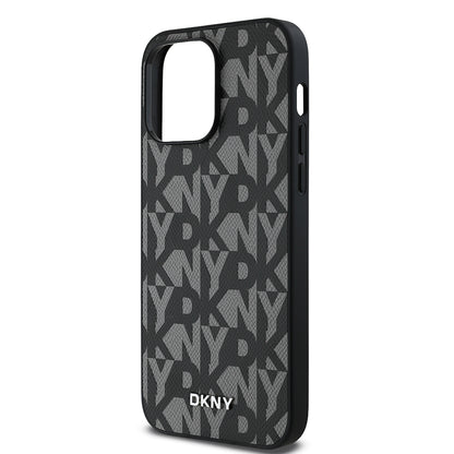 iPhone 14 Pro Max Kılıf DKNY Orjinal Lisanslı M-safe Şarj Özellikli 3D Yazılı Grid Pattern Kapak