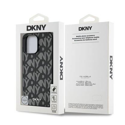 iPhone 14 Pro Max Kılıf DKNY Orjinal Lisanslı M-safe Şarj Özellikli 3D Yazılı Grid Pattern Kapak
