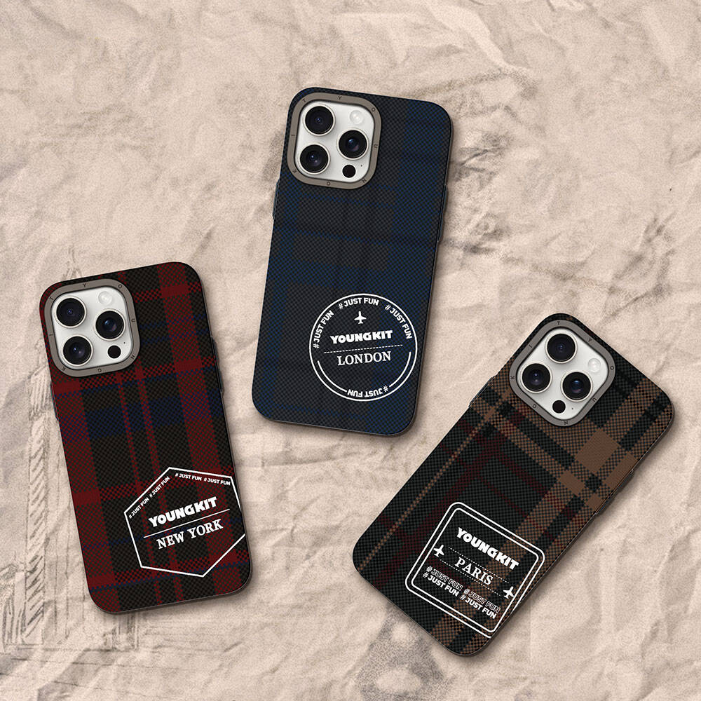 iPhone 14 Pro Max Kılıf Ekose Desenli Youngkit Gezhi Serisi Kapak
