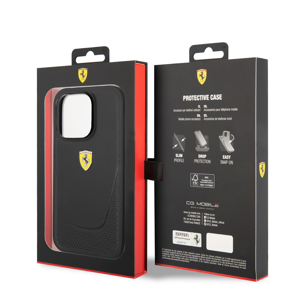 iPhone 14 Pro Max Kılıf Ferrari Deri Delikli Dizayn Kapak