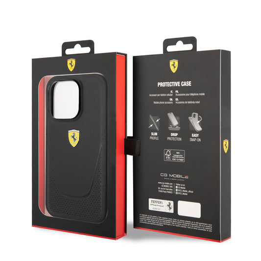iPhone 14 Pro Max Kılıf Ferrari Deri Delikli Dizayn Kapak