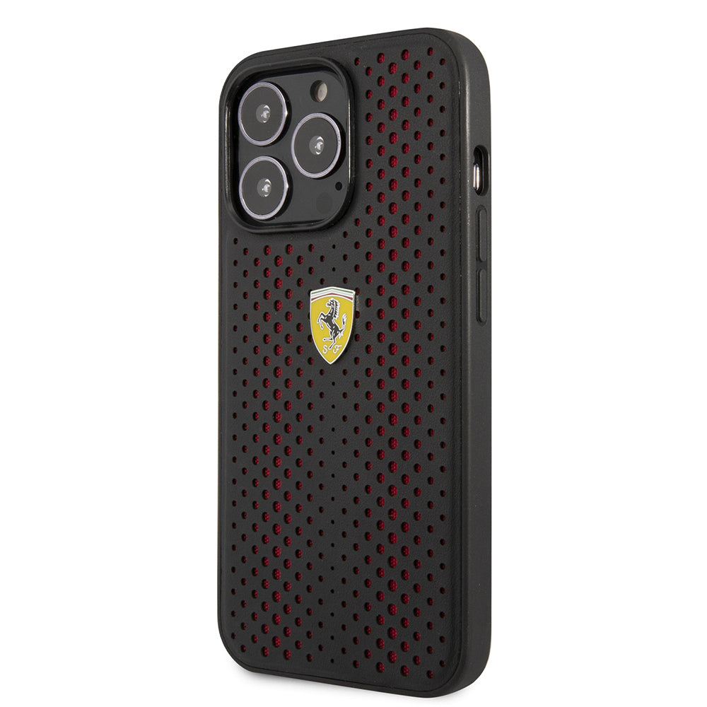 iPhone 14 Pro Max Kılıf Ferrari Deri Sarı Noktalı Dizayn Kapak