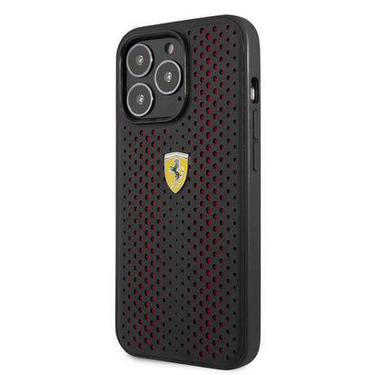 iPhone 14 Pro Max Kılıf Ferrari Deri Sarı Noktalı Dizayn Kapak
