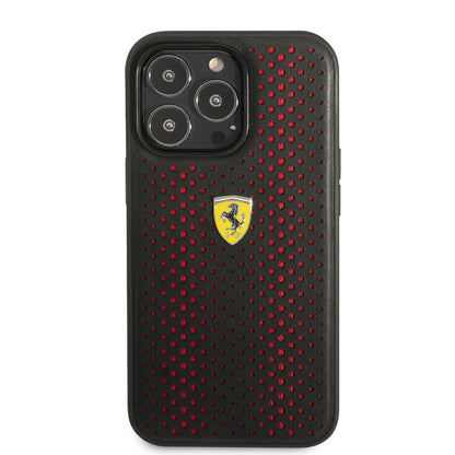 iPhone 14 Pro Max Kılıf Ferrari Deri Sarı Noktalı Dizayn Kapak