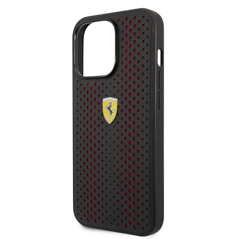 iPhone 14 Pro Max Kılıf Ferrari Deri Sarı Noktalı Dizayn Kapak
