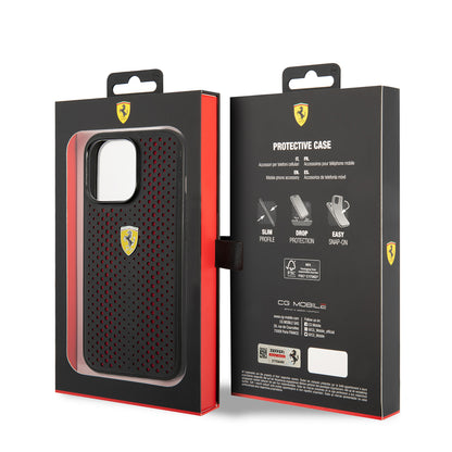 iPhone 14 Pro Max Kılıf Ferrari Deri Sarı Noktalı Dizayn Kapak