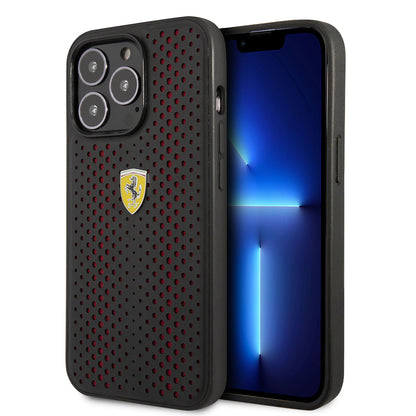 iPhone 14 Pro Max Kılıf Ferrari Deri Sarı Noktalı Dizayn Kapak