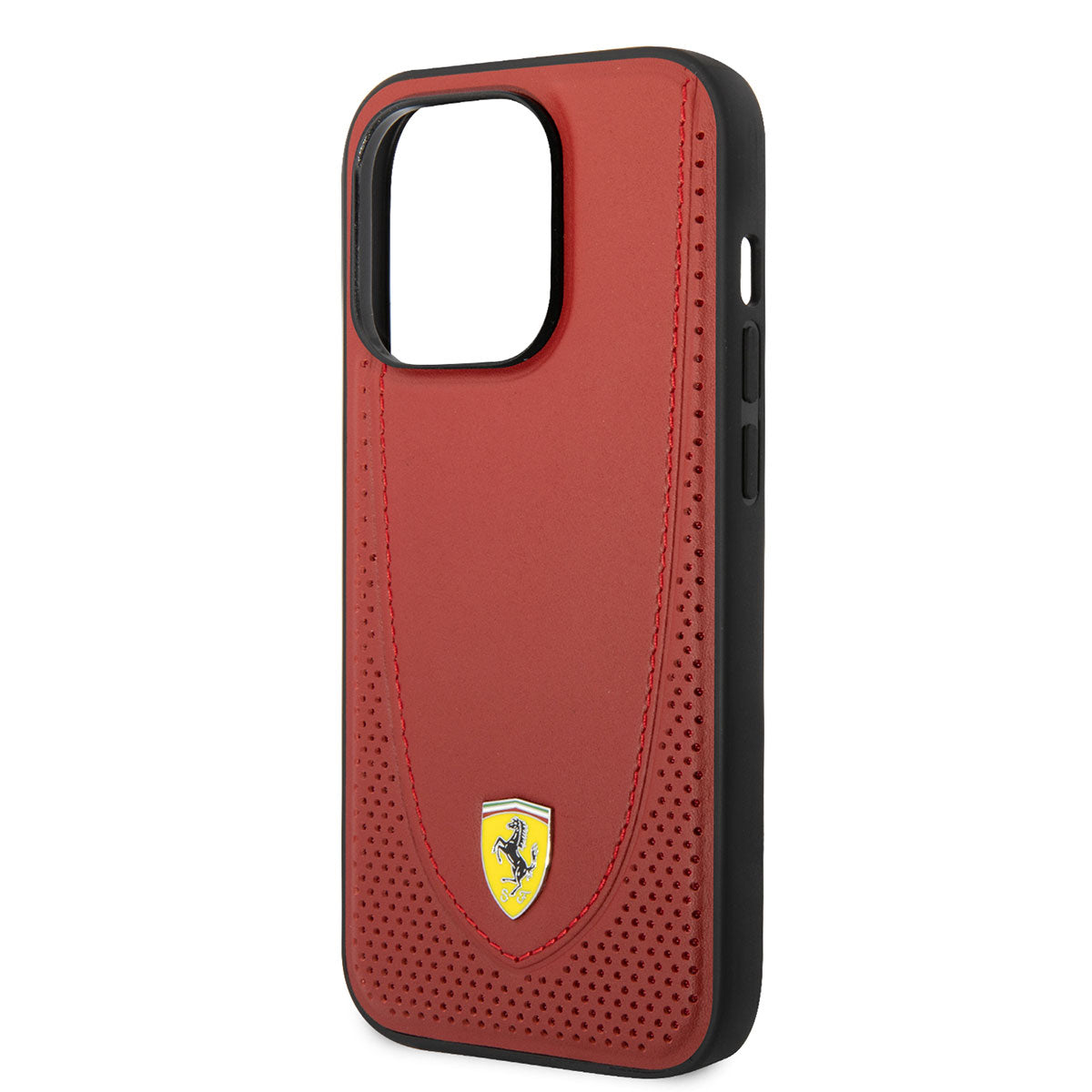 iPhone 14 Pro Max Kılıf Ferrari M-safe Şarj Özellikli Deri Delikli Dikişli Dizayn Kapak