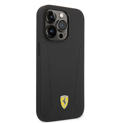 iPhone 14 Pro Max Kılıf Ferrari M-safe Şarj Özellikli Deri Kenarları Damgalı Dizayn Kapak