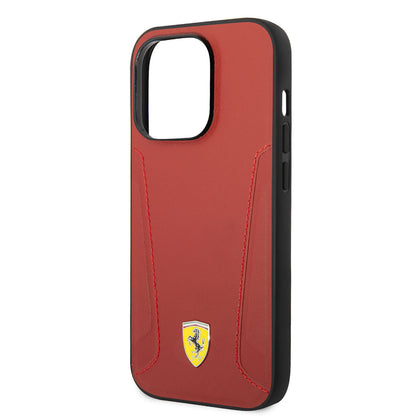 iPhone 14 Pro Max Kılıf Ferrari M-safe Şarj Özellikli Deri Kenarları Damgalı Dizayn Kapak