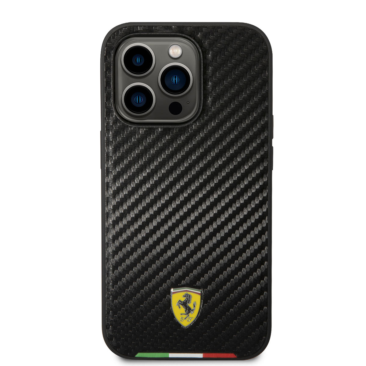 iPhone 14 Pro Max Kılıf Ferrari M-safe Şarj Özellikli Karbon İtalyan Bayrak Dizayn Kapak