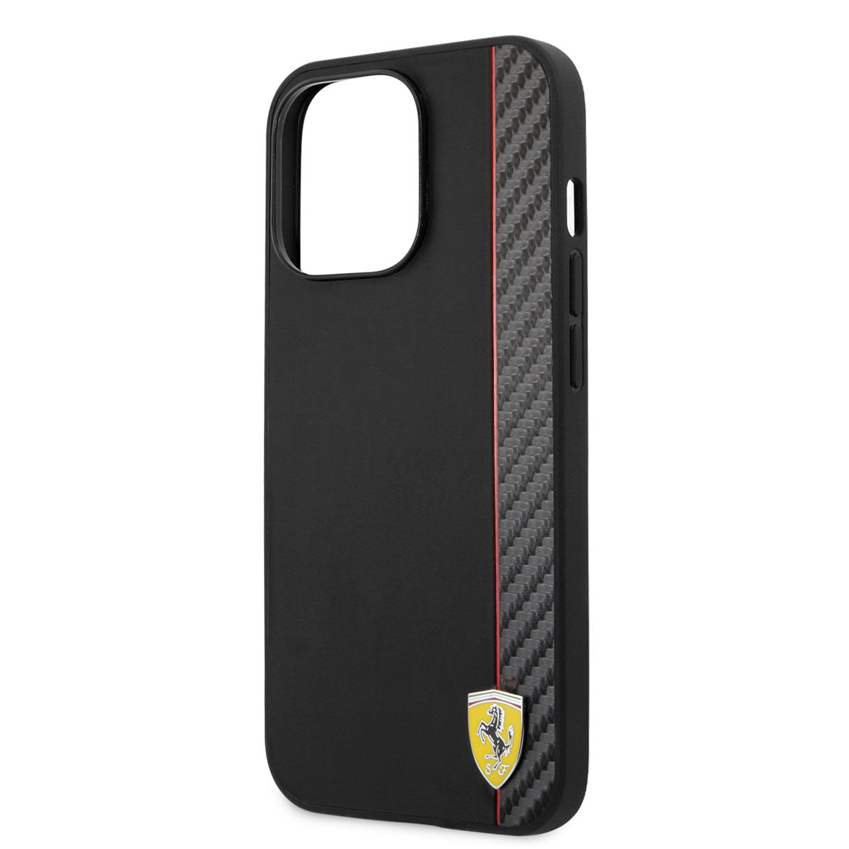 iPhone 14 Pro Max Kılıf Ferrari M-safe Şarj Özellikli Pu Deri Ve Karbon Şeritli Dizayn Kapak