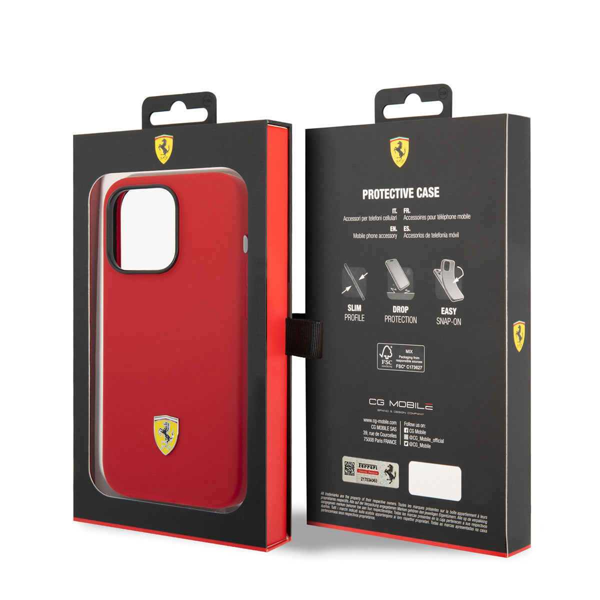 iPhone 14 Pro Max Kılıf Ferrari M-safe Şarj Özellikli Silikon Metal Logo Dizayn Kapak