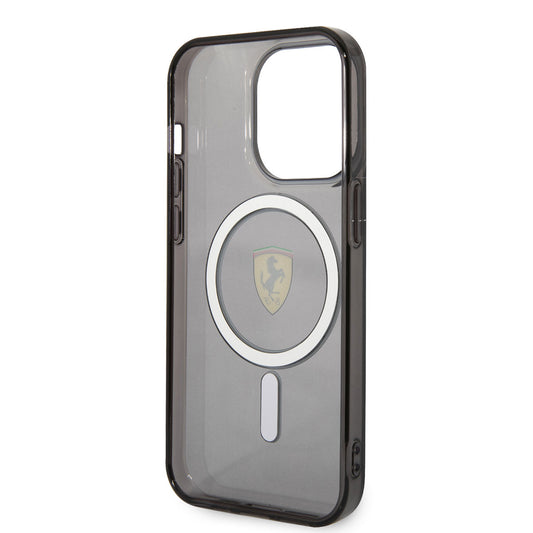 iPhone 14 Pro Max Kılıf Ferrari M-safe Şarj Özellikli Yarı Transparan Dizayn Kapak