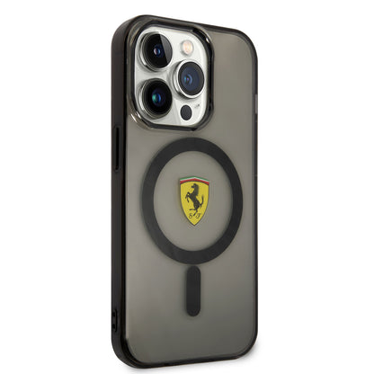 iPhone 14 Pro Max Kılıf Ferrari M-safe Şarj Özellikli Yarı Transparan Dizayn Kapak