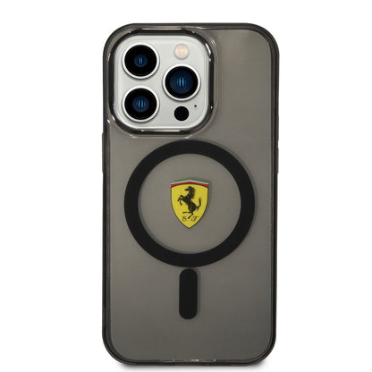 iPhone 14 Pro Max Kılıf Ferrari M-safe Şarj Özellikli Yarı Transparan Dizayn Kapak