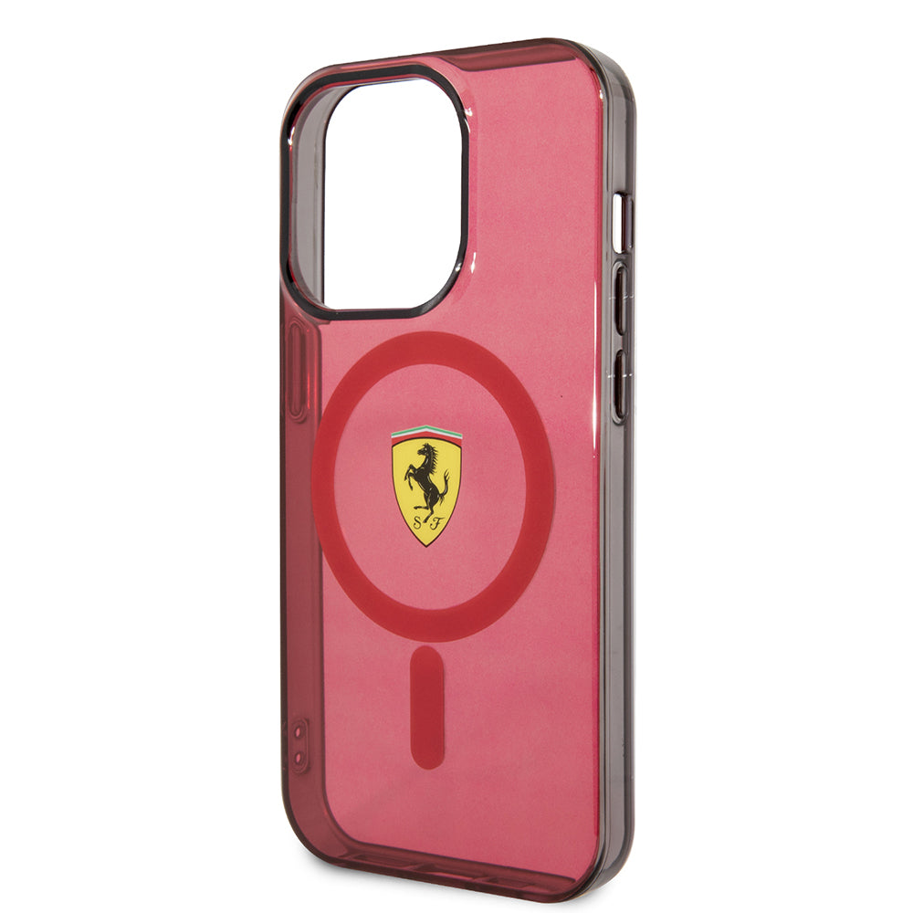 iPhone 14 Pro Max Kılıf Ferrari M-safe Şarj Özellikli Yarı Transparan Dizayn Kapak