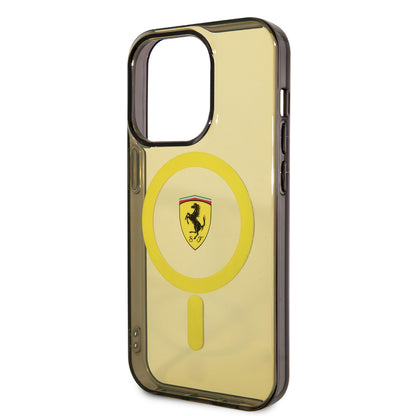 iPhone 14 Pro Max Kılıf Ferrari M-safe Şarj Özellikli Yarı Transparan Dizayn Kapak