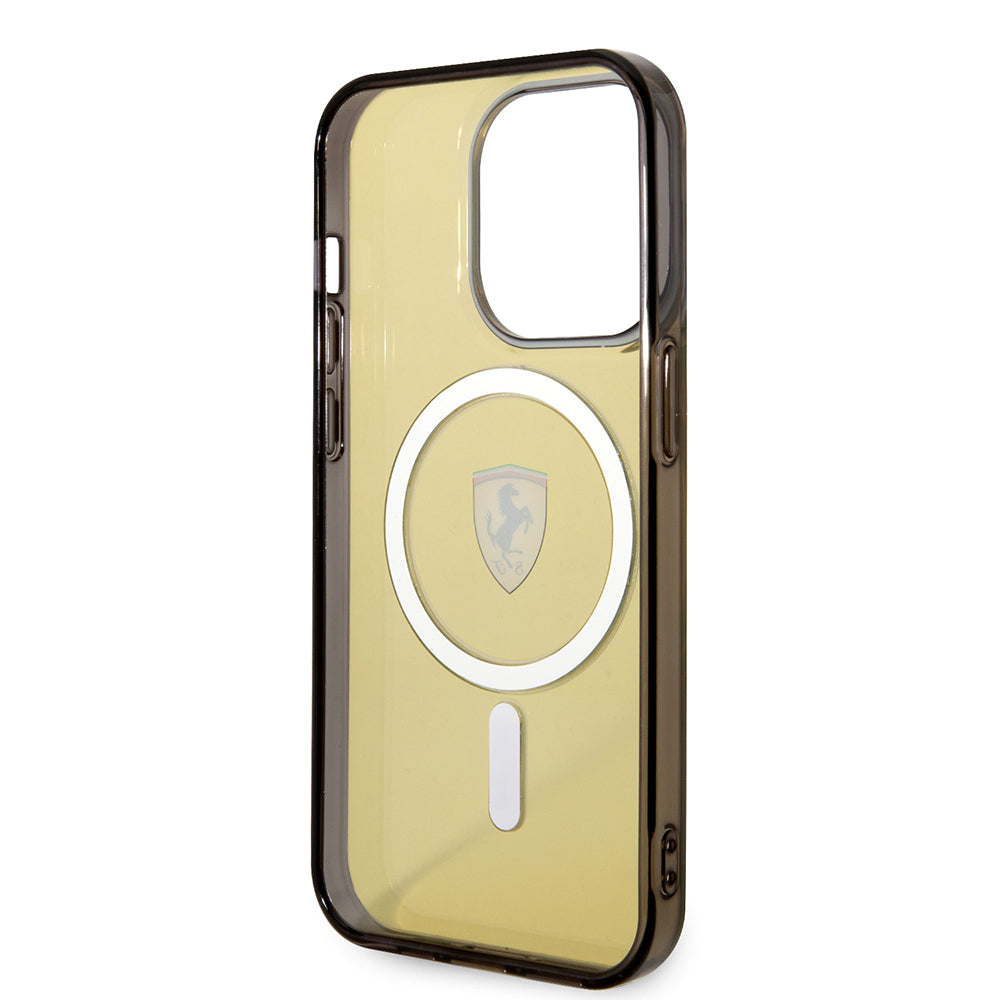 iPhone 14 Pro Max Kılıf Ferrari M-safe Şarj Özellikli Yarı Transparan Dizayn Kapak