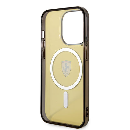 iPhone 14 Pro Max Kılıf Ferrari M-safe Şarj Özellikli Yarı Transparan Dizayn Kapak