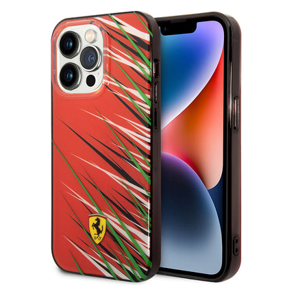 iPhone 14 Pro Max Kılıf Ferrari Orjinal Lisanslı Baskı Logolu Çimen Desenli Kapak