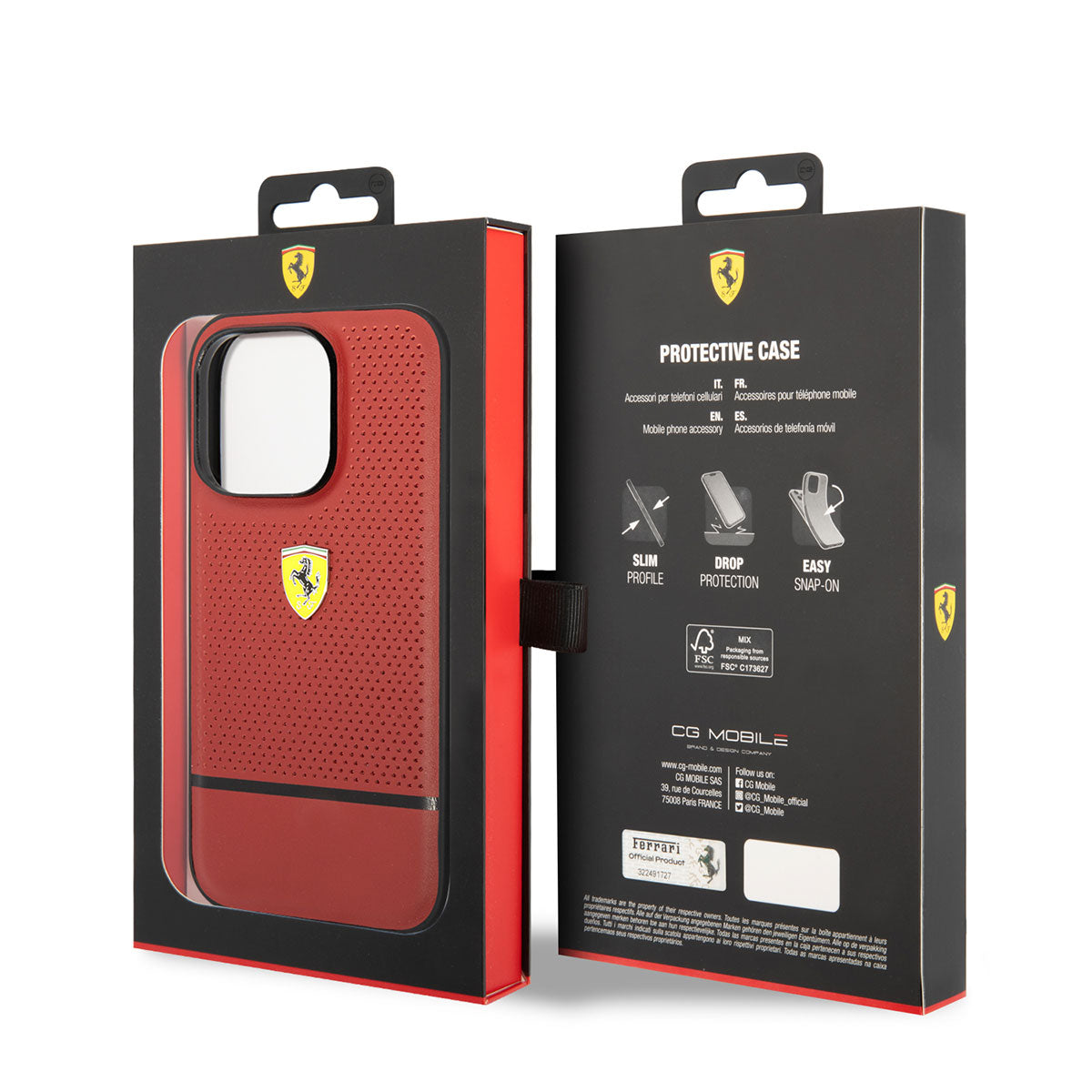 iPhone 14 Pro Max Kılıf Ferrari Orjinal Lisanslı Deri Delikli Ve Çizgili Dizayn Kapak