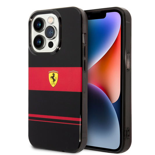 iPhone 14 Pro Max Kılıf Ferrari Orjinal Lisanslı M-safe Şarj Özellikli Yatay Çizgili Dizayn Kapak
