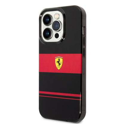 iPhone 14 Pro Max Kılıf Ferrari Orjinal Lisanslı M-safe Şarj Özellikli Yatay Çizgili Dizayn Kapak